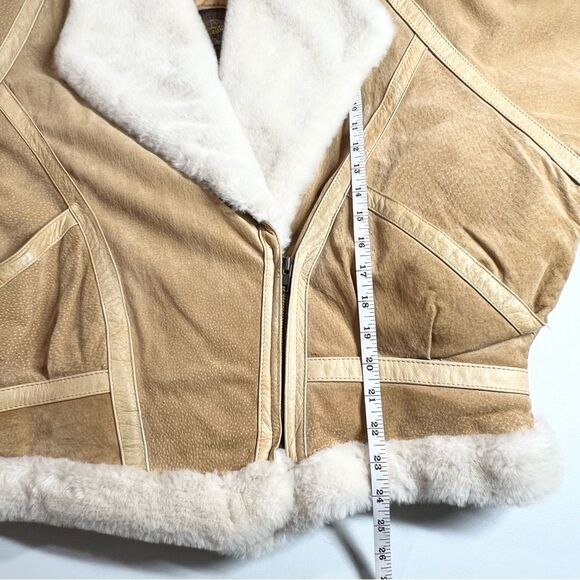 VTG Adventure Bound Wilsons Leather Suede Faux Fur Cropped Bomber Jacket XL - Picture 7 of 15